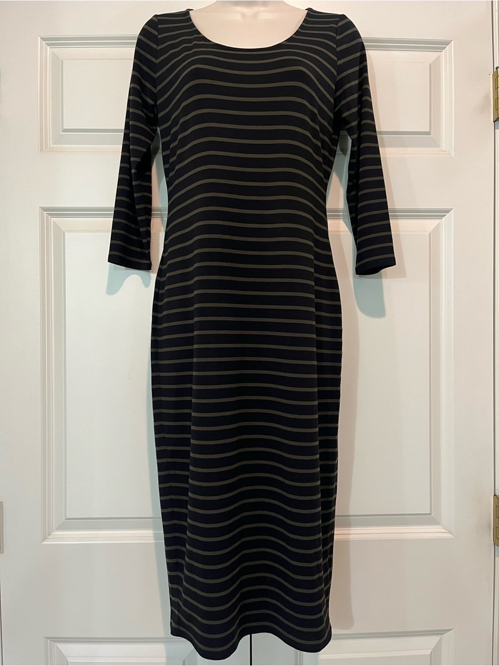 Premise Scoop Neck Striped Midi Dress Small